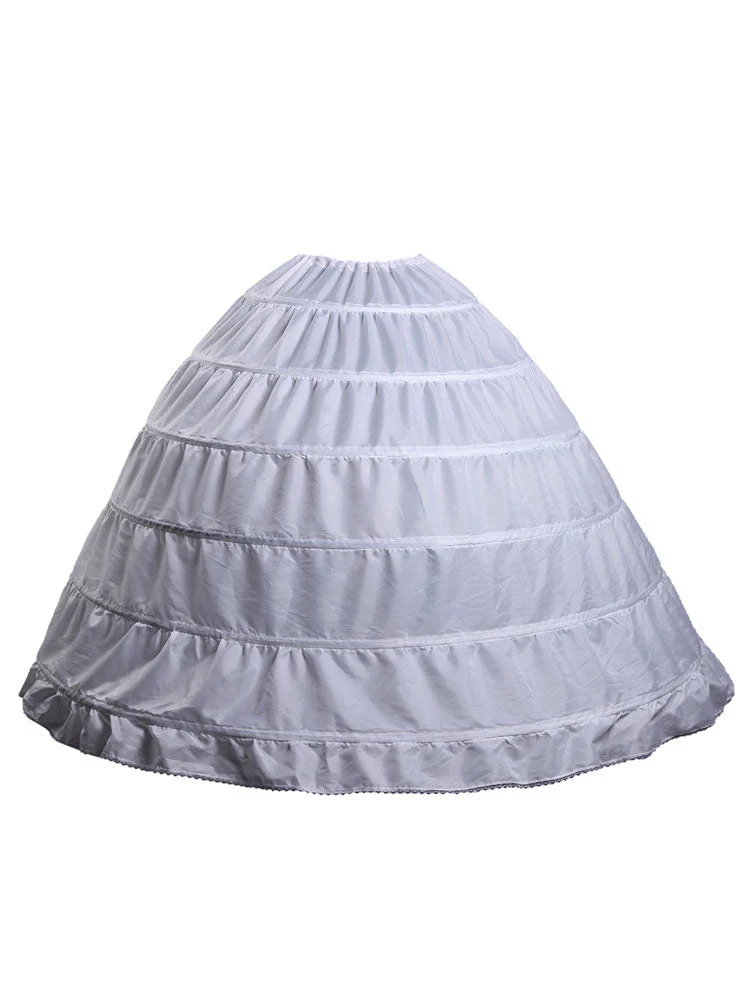 White Long White Full Gown 6 Hoop Bridal Crinoline Slip Wedding Petticoat - Image 3