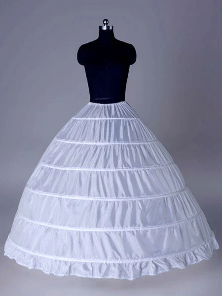 White Long White Full Gown 6 Hoop Bridal Crinoline Slip Wedding Petticoat - Image 4