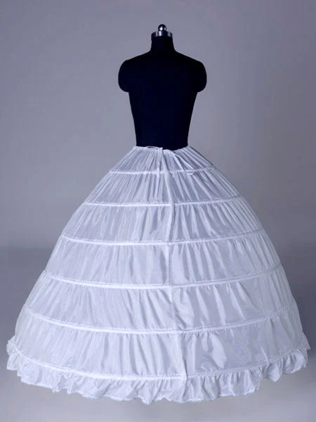 White Long White Full Gown 6 Hoop Bridal Crinoline Slip Wedding Petticoat - Image 5