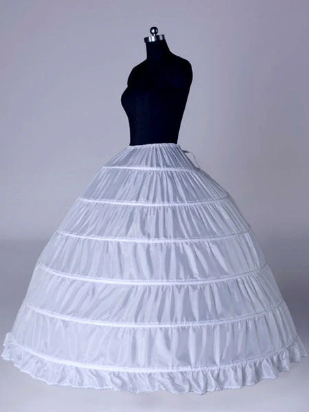 White Long White Full Gown 6 Hoop Bridal Crinoline Slip Wedding Petticoat - Image 6