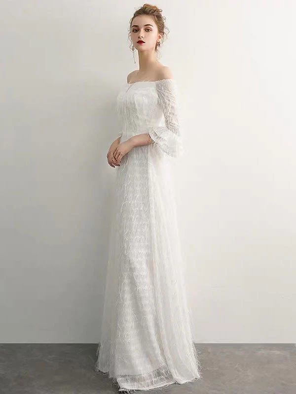 Stunning White Evening Dresses Long Off Shoulder Long Sleeve Maxi Formal Evening Gowns - Image 2