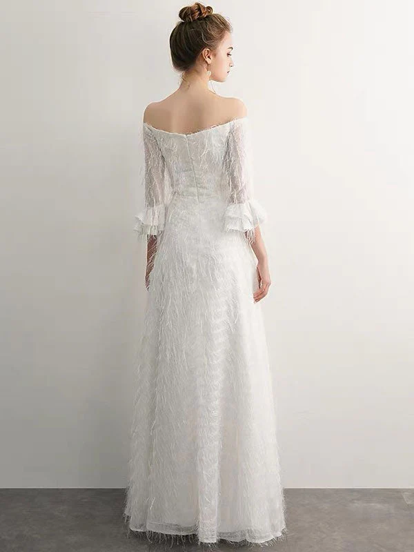 Stunning White Evening Dresses Long Off Shoulder Long Sleeve Maxi Formal Evening Gowns - Image 4