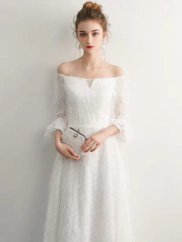 Stunning White Evening Dresses Long Off Shoulder Long Sleeve Maxi Formal Evening Gowns - Image 5