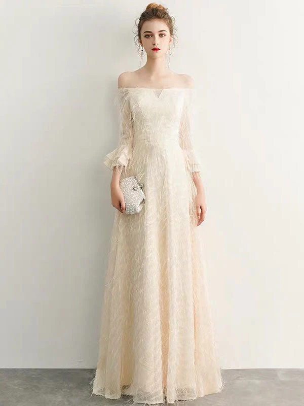 Stunning White Evening Dresses Long Off Shoulder Long Sleeve Maxi Formal Evening Gowns - Image 6
