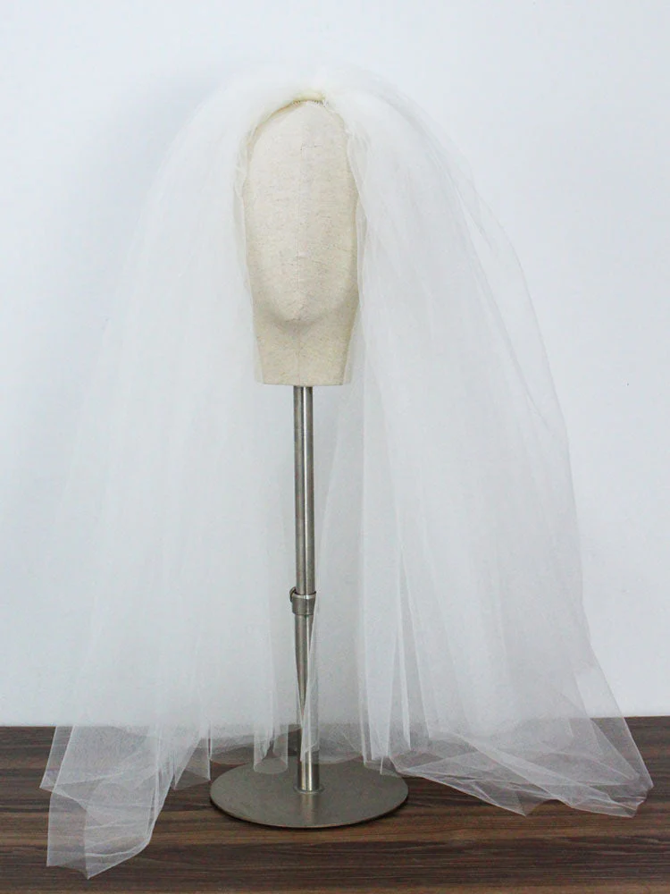White Three-Tier Tulle Cut Edge Classic Bridal Veils - Image 6