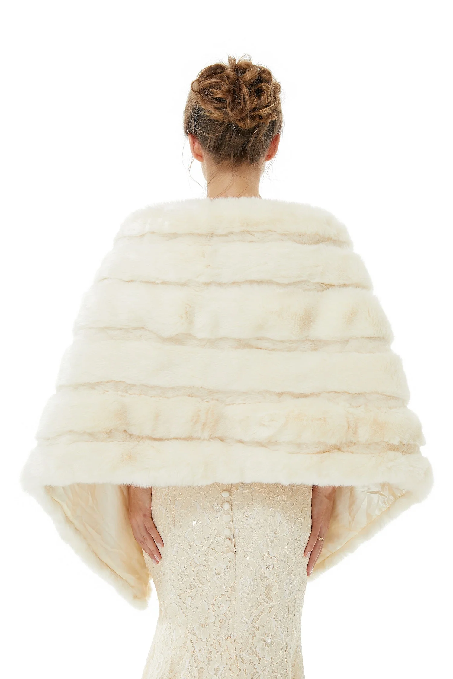 Winter Faux Fur Wedding White Bridal Wrap - Image 3