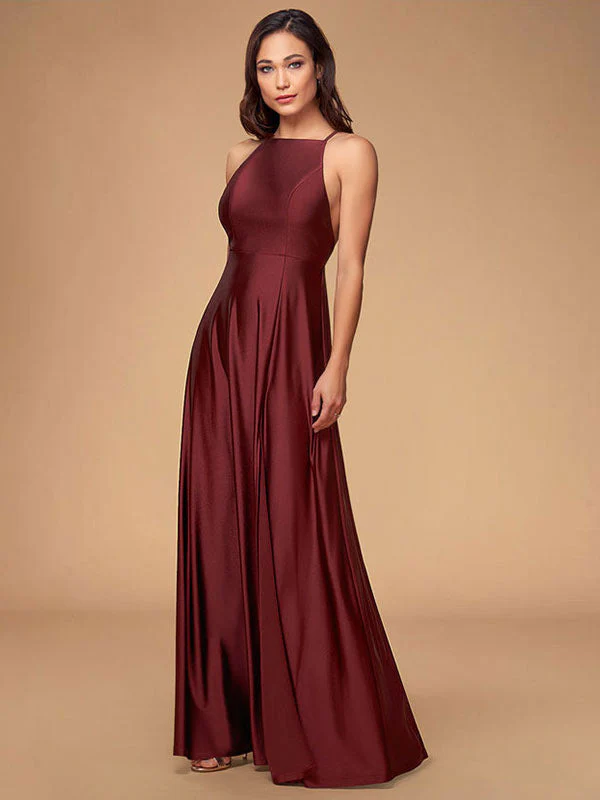 Stunning Women Evening Dress Burgundy A Line Criss Cross Lycra Spandex Formal Dinner Dresses - Image 2