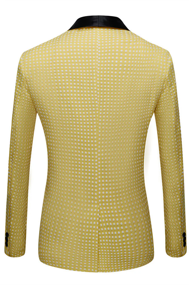 Yellow Dot Shawl Lapel Wedding Groom Suits for Sale - Image 2