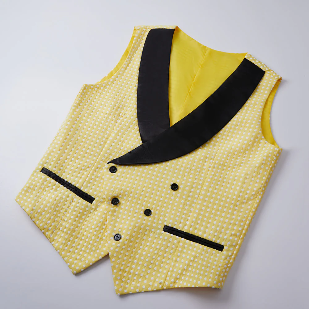 Yellow Dot Shawl Lapel Wedding Groom Suits for Sale - Image 3