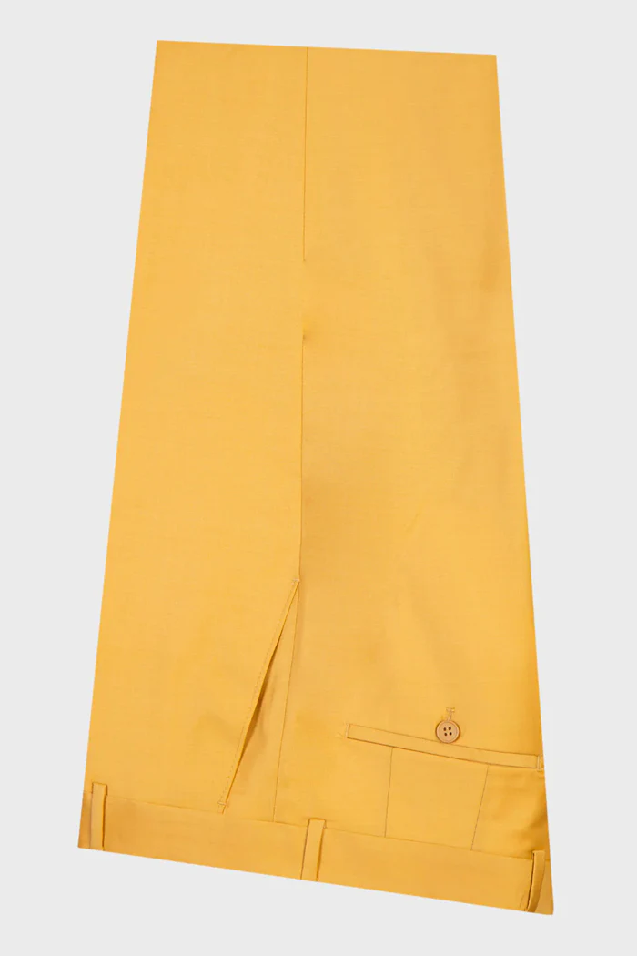 Yellow Peaked Lapel Double-Breasted Prom Suit - Image 3